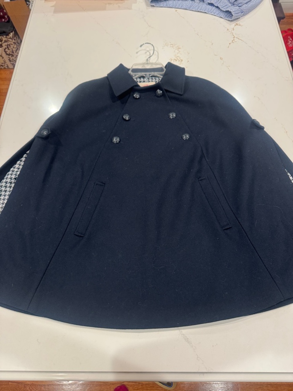 Brooks Brothers Blue Wool Double-Breasted Cape